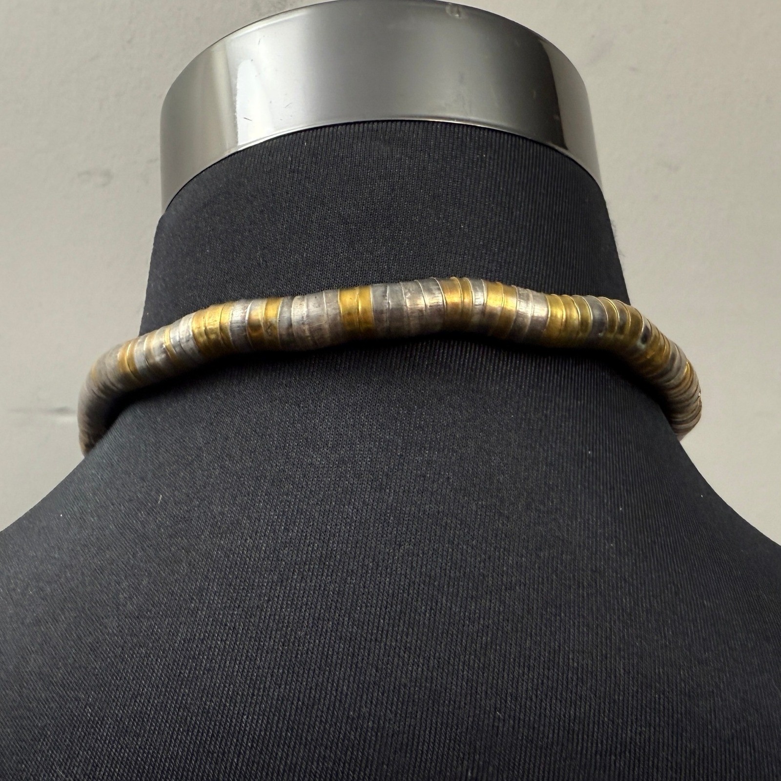 Posable Snake Coil Two Tone Necklace Bendable Versatile Gold Silver Tone Jewelry