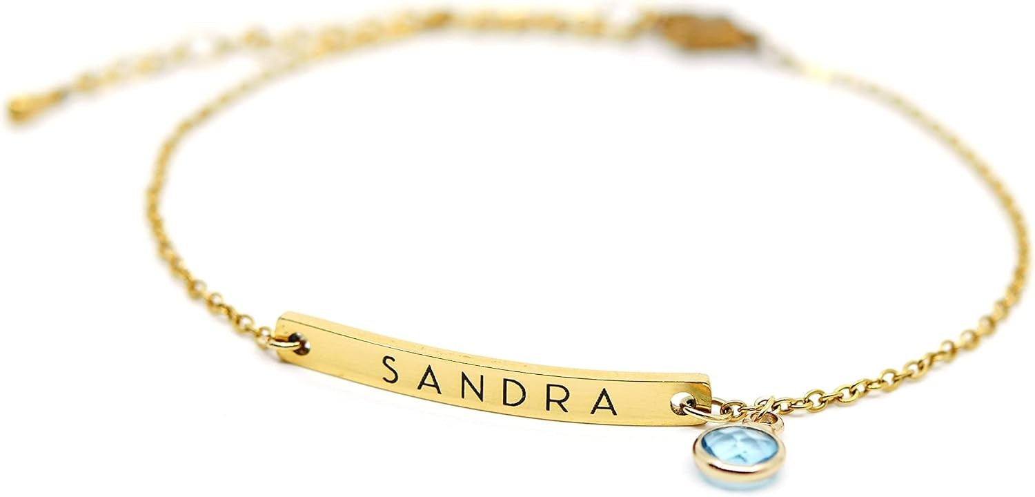 Elegant Custom Name Bracelet with Birthstone Charm – Meaningful Gift for Her