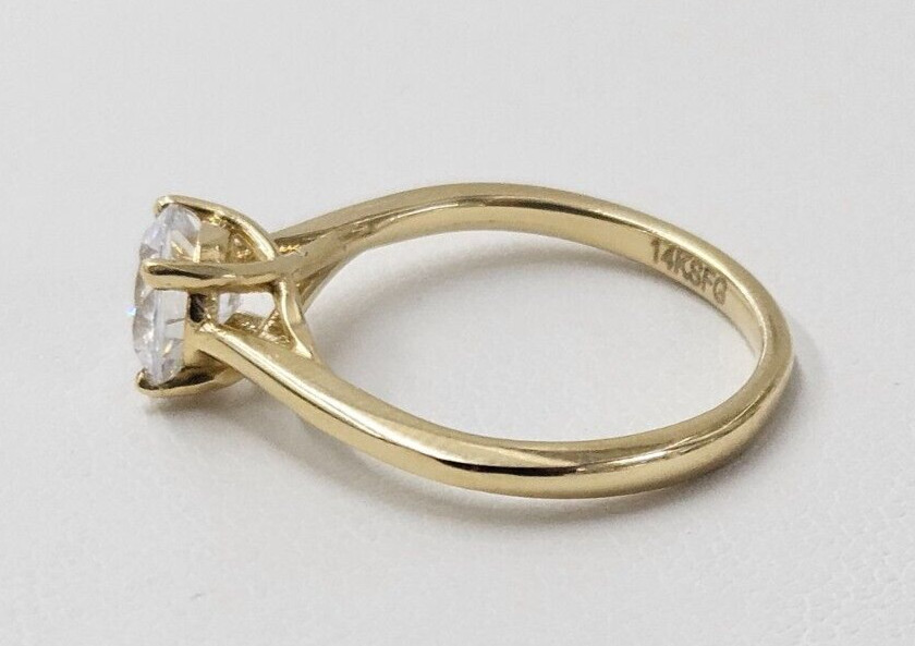 Real 14K Yellow Gold Engagement Ring, Cubic Zirconia 3 Gr, Size 6.5 MorisJewelry