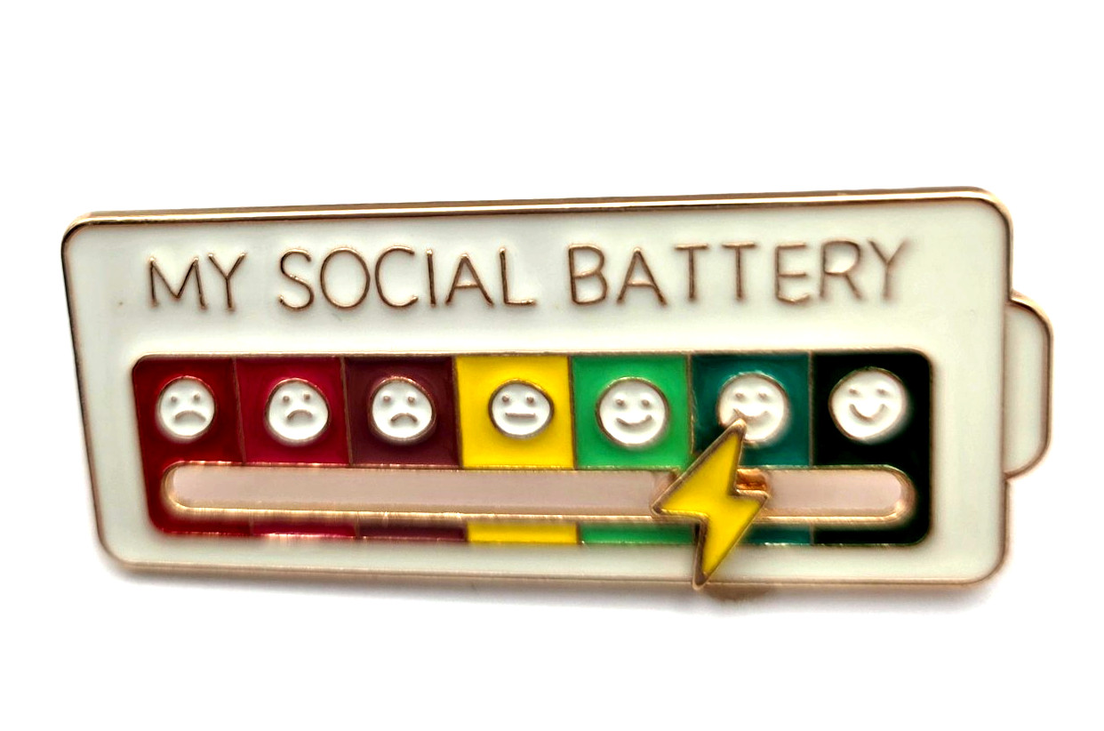 My Social Battery Multicolor Enamel Moveable Mood Indicator Brooch Pin Lapel Hat