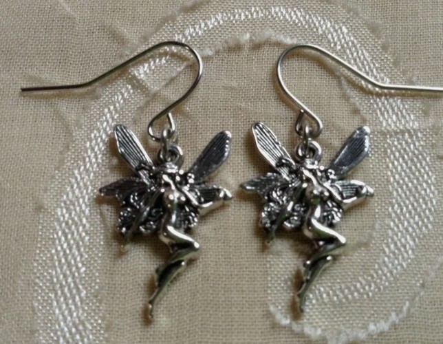 NEW Silver Fairy Earrings Wings Fantasy Dream Fairytale Cute Fashion Jewelry
