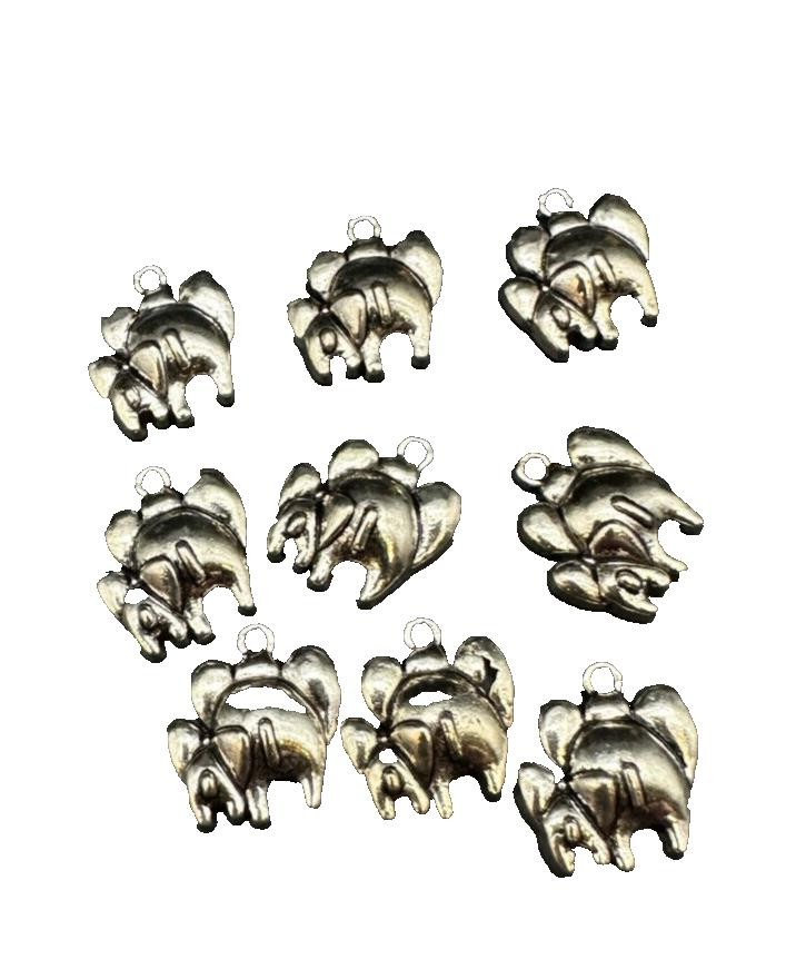 Elephant Rear Ends Adult & Child Charms Pendants Lot of 9 Silver tone 5/8″
