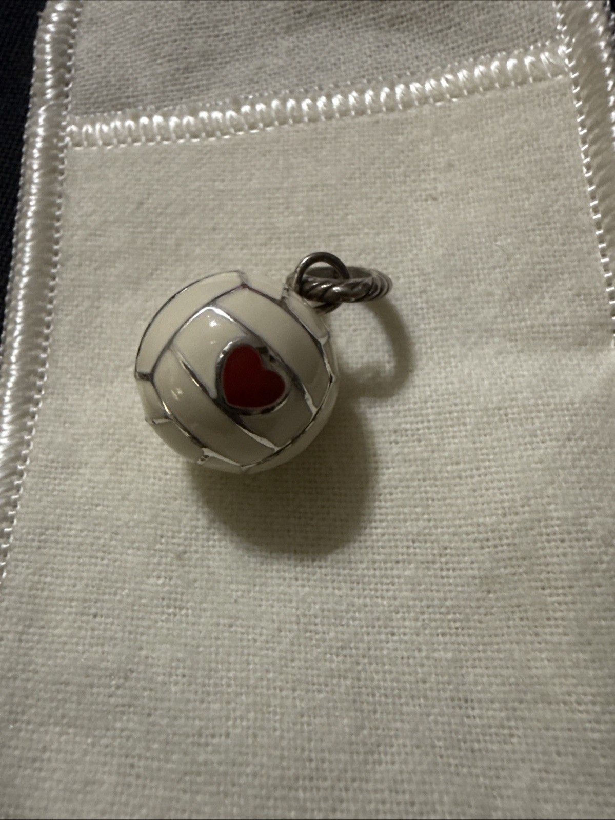 Brighton Volleyball Red Heart Enamel Sports Love Charm Pendant