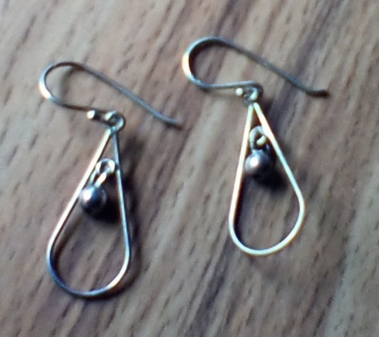 Silver Tone Dangle Teardrop Hoop Design French Wire Earrings