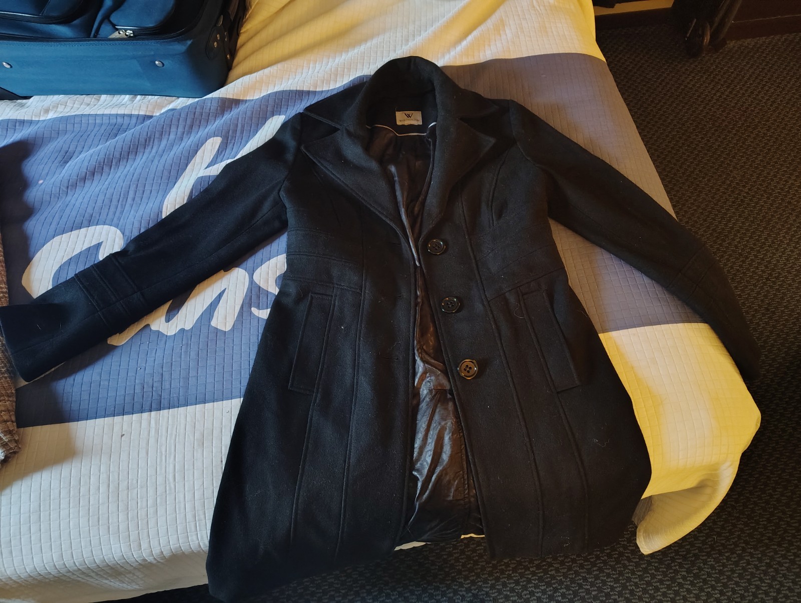 Women’s Black Pea Coat, a Nice Woman’s Sweater, & a Necklace
