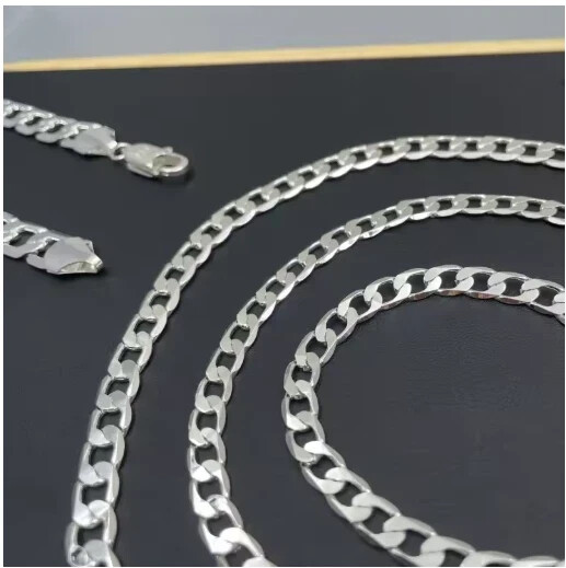 Solid 925 Sterling Silver Curb Chain Necklace Men Women Wedding Engagement Gift