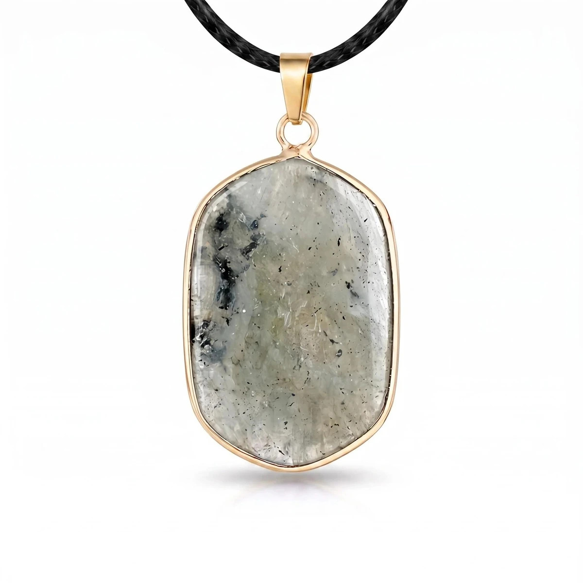 6PCS Healing Chakra Gemstone Pendant Necklace Black Cord Gold Charms Choker