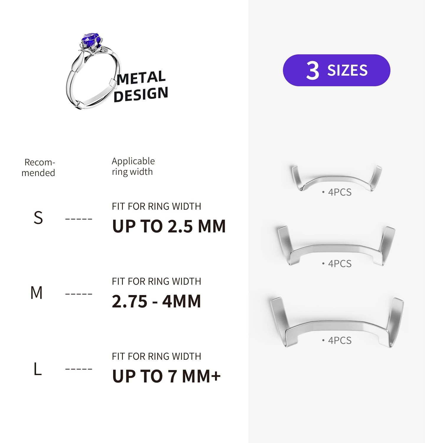 ELETIUO Filled Metal Ring Guard Set for Loose Rings,12 Pack 3 Sizes for Diffe…