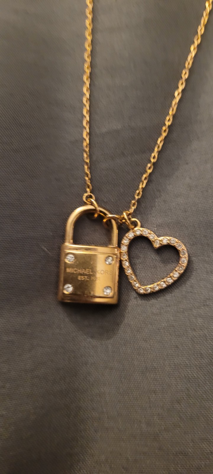 Michael Kors Lock Gold Crystal Necklace Free Gift!!