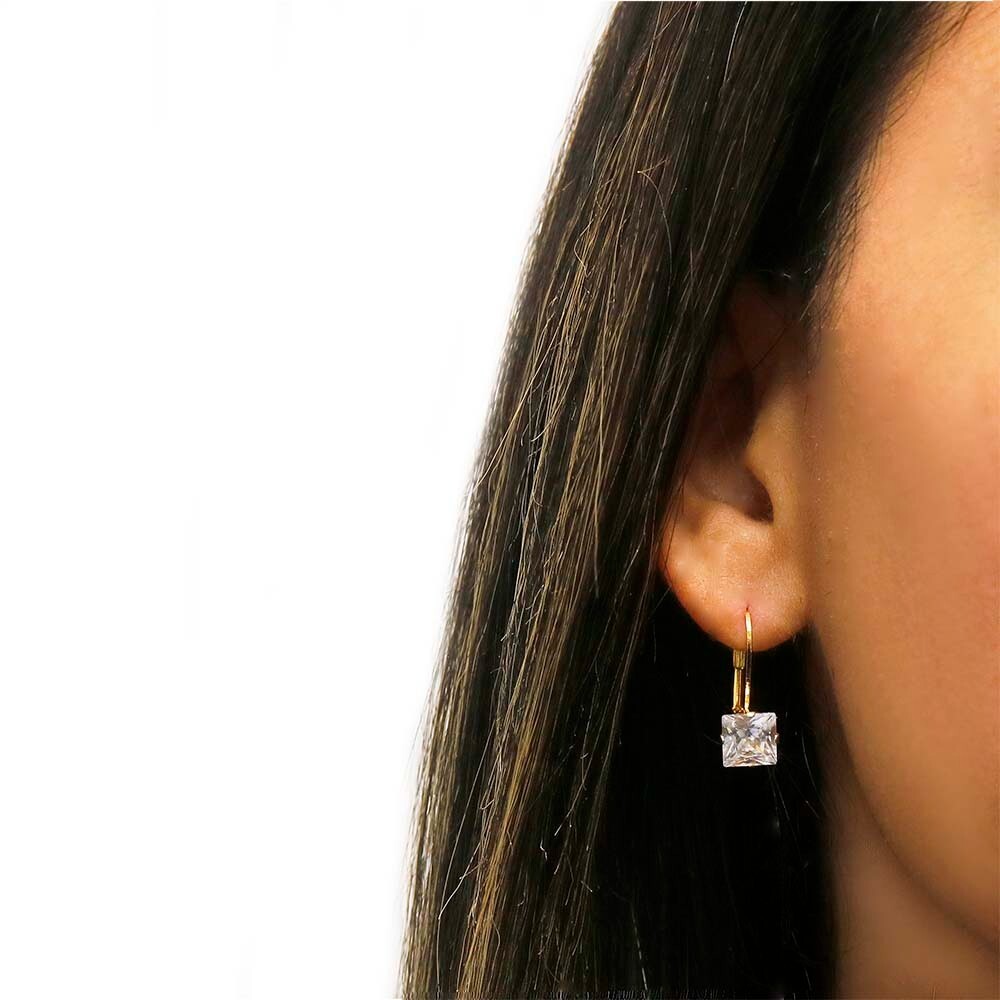 2.00CTTW 925 Sterling Silver CZ Gold Leverback Earrings For Women – 3 Styles