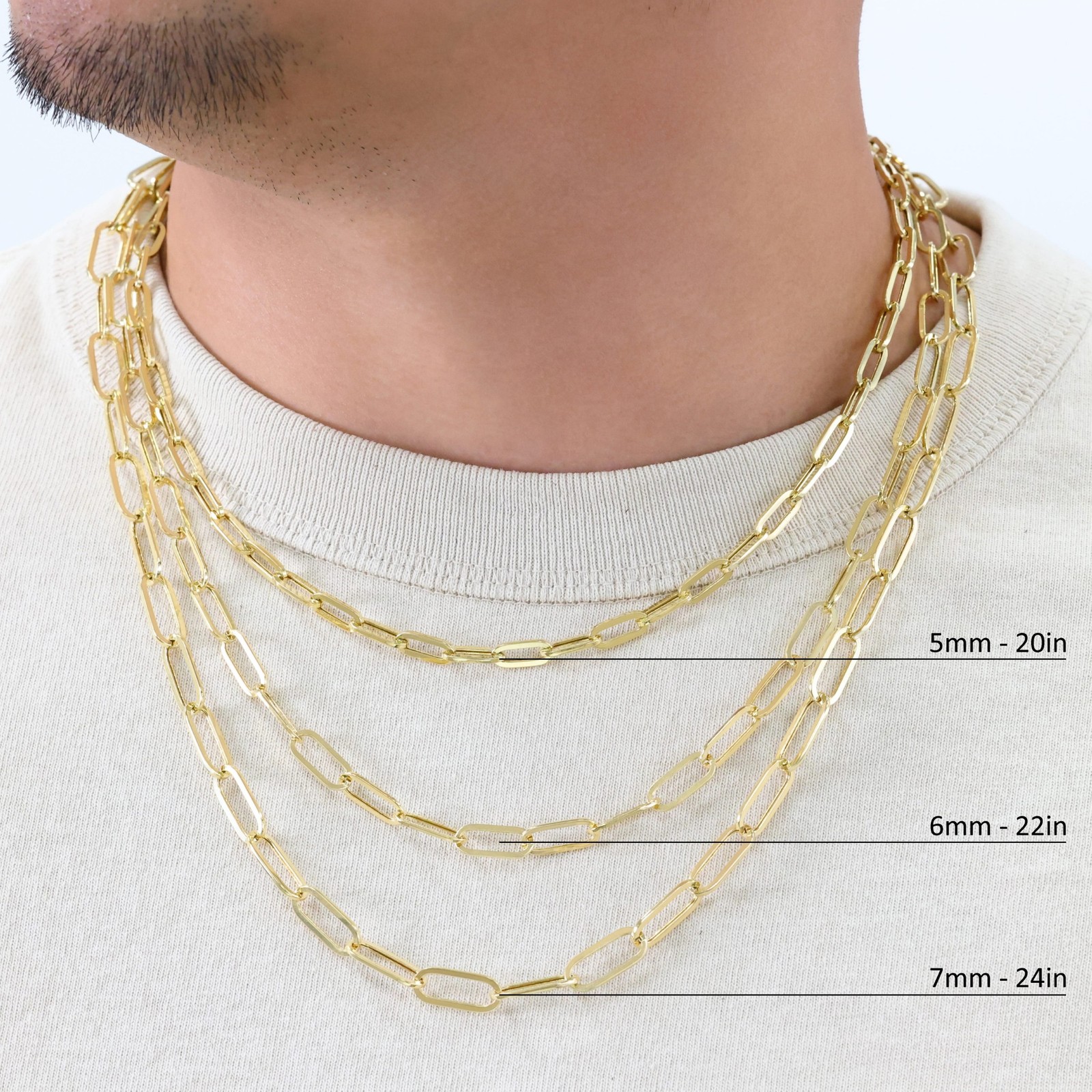 10k Yellow Gold Paperclip 2mm-9mm Chain Cable Rolo Necklace Mens Womens 16″-30″