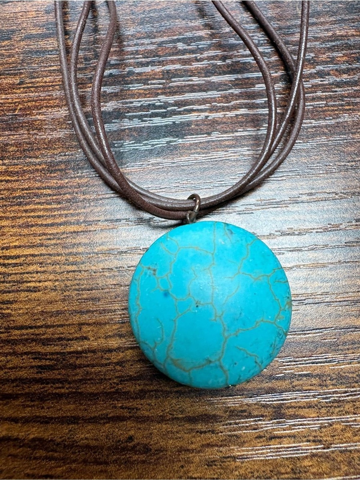 Athens Protasis Bobo Necklace with Round Turquoise Pendant Made in Athens
