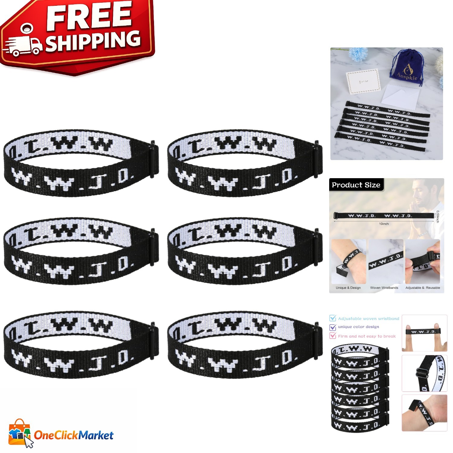 6PCS WWJD Rubber Bracelets – Versatile Christian Wristbands for All Occasions