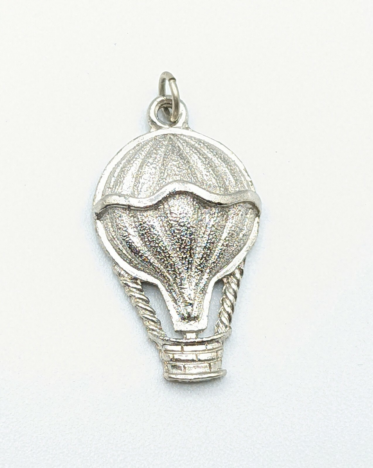 Silver Tone Textured Hot Air Balloon Travel Transportation Charm Pendant