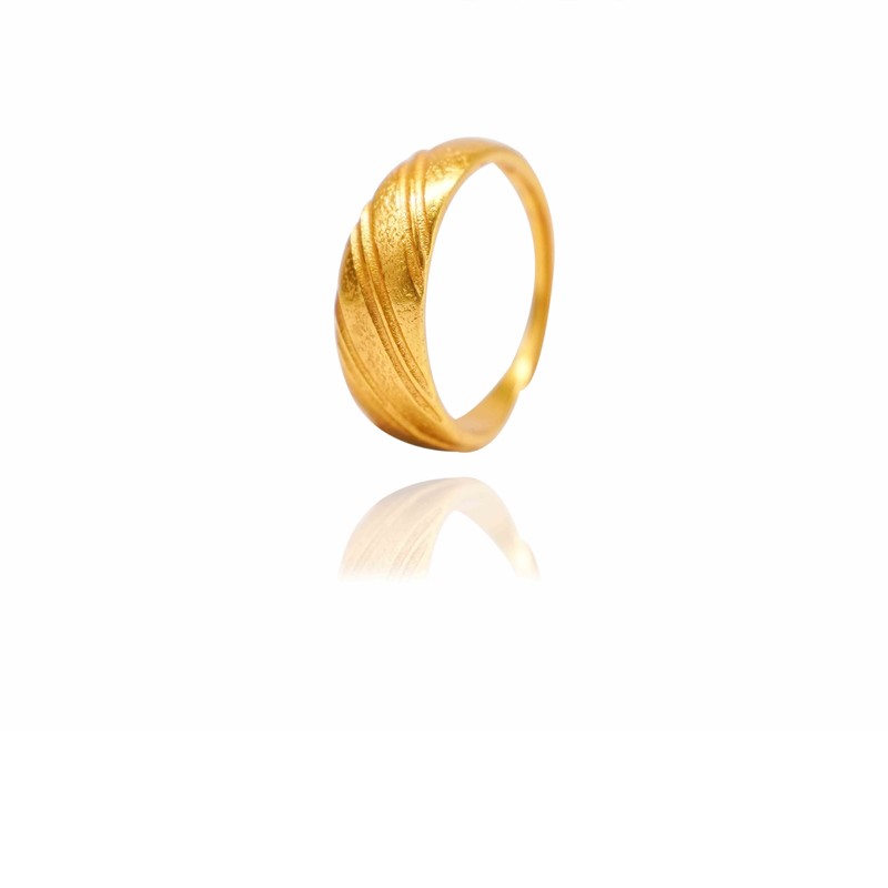 24K Gold Crescent Dome Adjustable Ring – Minimalist Chic Stackable Signet Jewelr