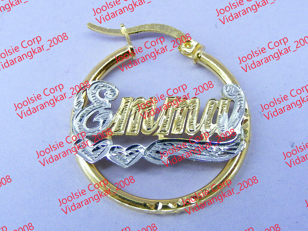 PERSONALIZED 14K gold plated 1″ BABY ROUND HOOP NAME EARRINGS * ANY ANME