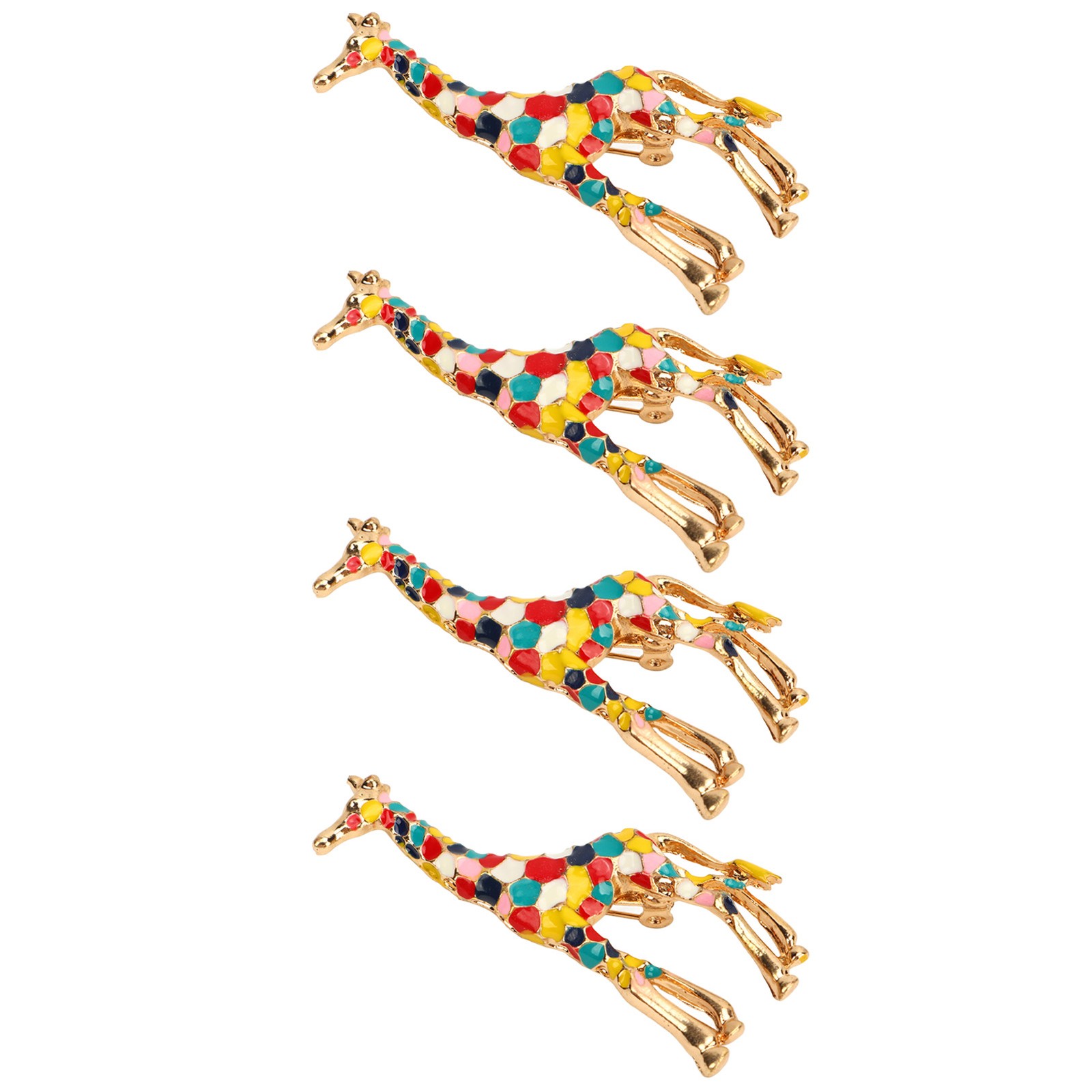 4Pcs Cartoon Giraffe Brooch Exquisite Colorful Elegant Aluminum Alloy Fashion