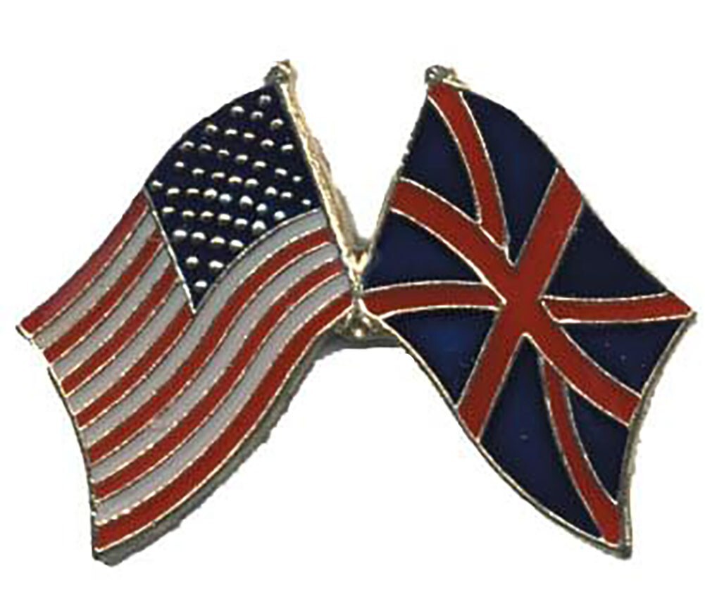 Crossed American & United Kingdom Flags Bike Motorcycle Hat Cap Lapel Pin HP4814