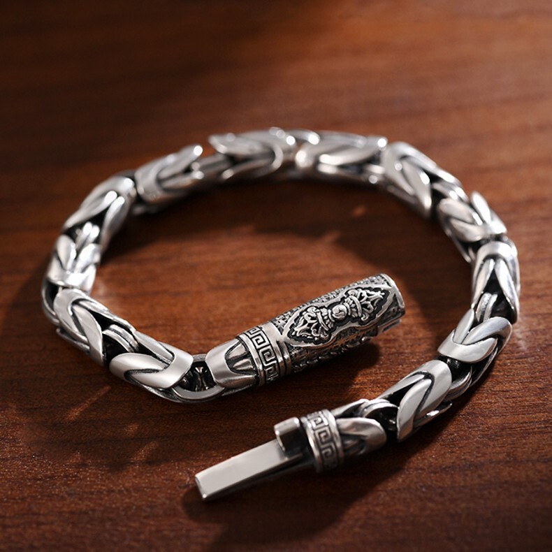 Solid 925 Sterling Silver 5mm Byzantine Link Chain Bracelet 20cm 21cm Length
