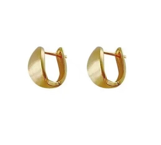925 Silver Brushed Oval Huggie Hoop Earrings Matte Earrings Gold or Silve 323