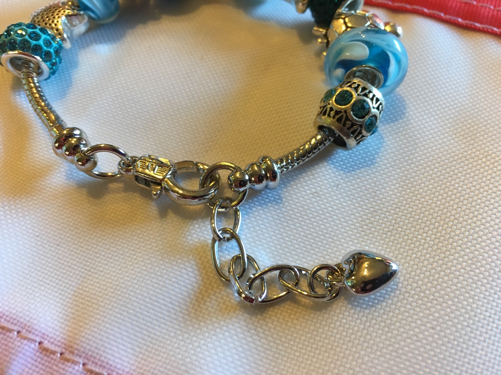 BRACELET BLUE silver color murano 20cm beads gift jewelry mother beautiful #12