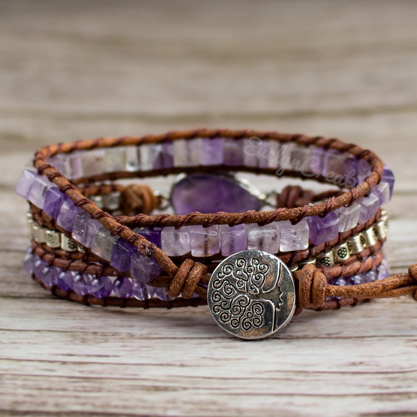 Amethyst Serenity Bracelet Natural Crystal Stress Relief Sleep Healing Chakra
