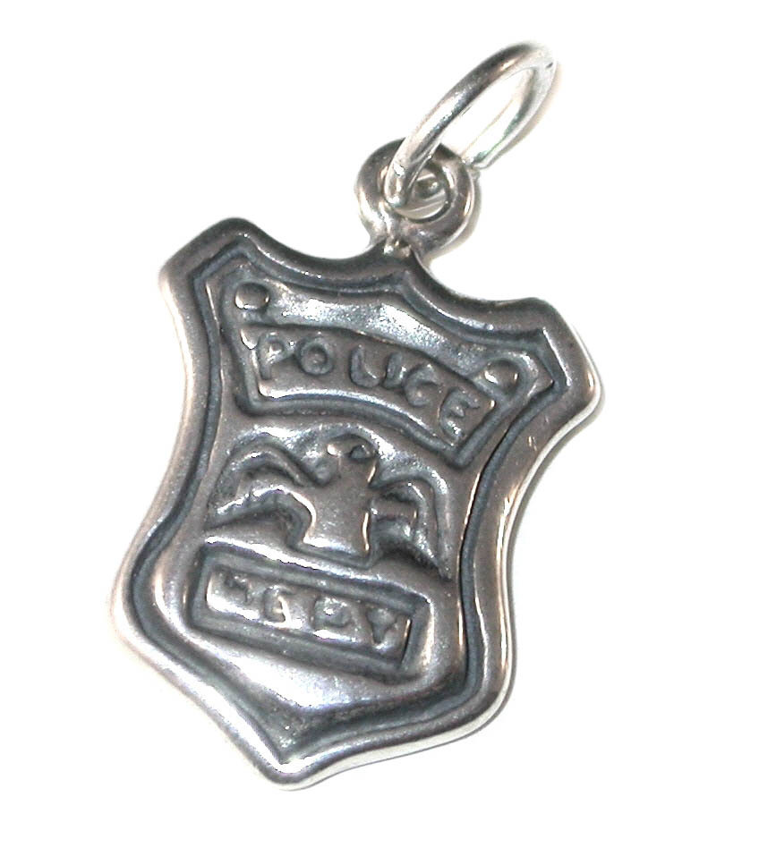 .925 STERLING SILVER CHARM Policeman Shield POLICE BADGE