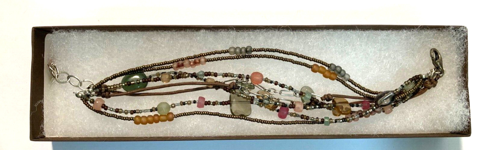 Bracelet, Silpada S/S, Chalcedony, Smoky Quartz & Beads. Lobster Clasp (B2090)