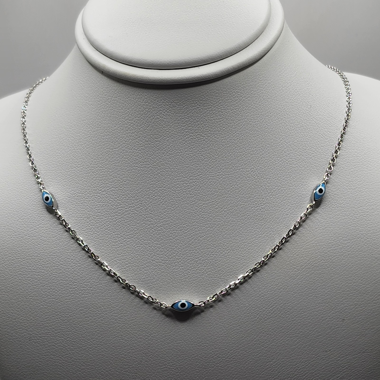 925 NEW Sterling Silver Necklace-Evil Eye 3mm 16″ 2″ Extension FREE SHIPPING