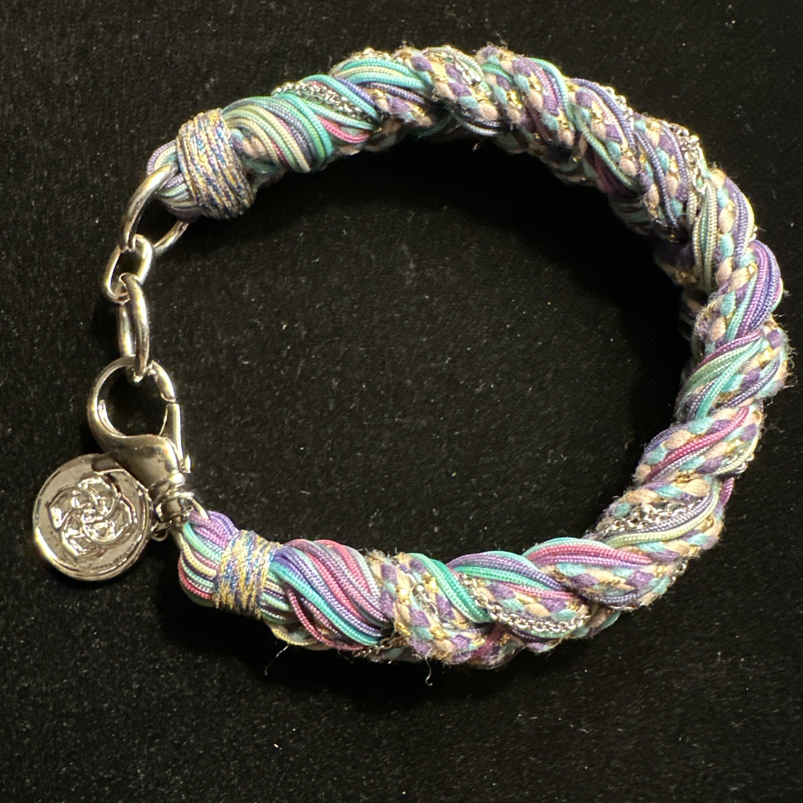 Kendra Scott Masie Silver Tone Corded Friendship Bracelet Periwinkle Blue Purple