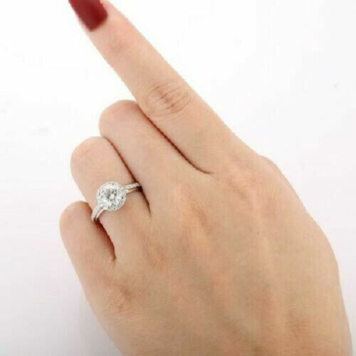 Preety 2.10 Ct Round Shape White Stone Engagement Ring In 935 Argentium Silver
