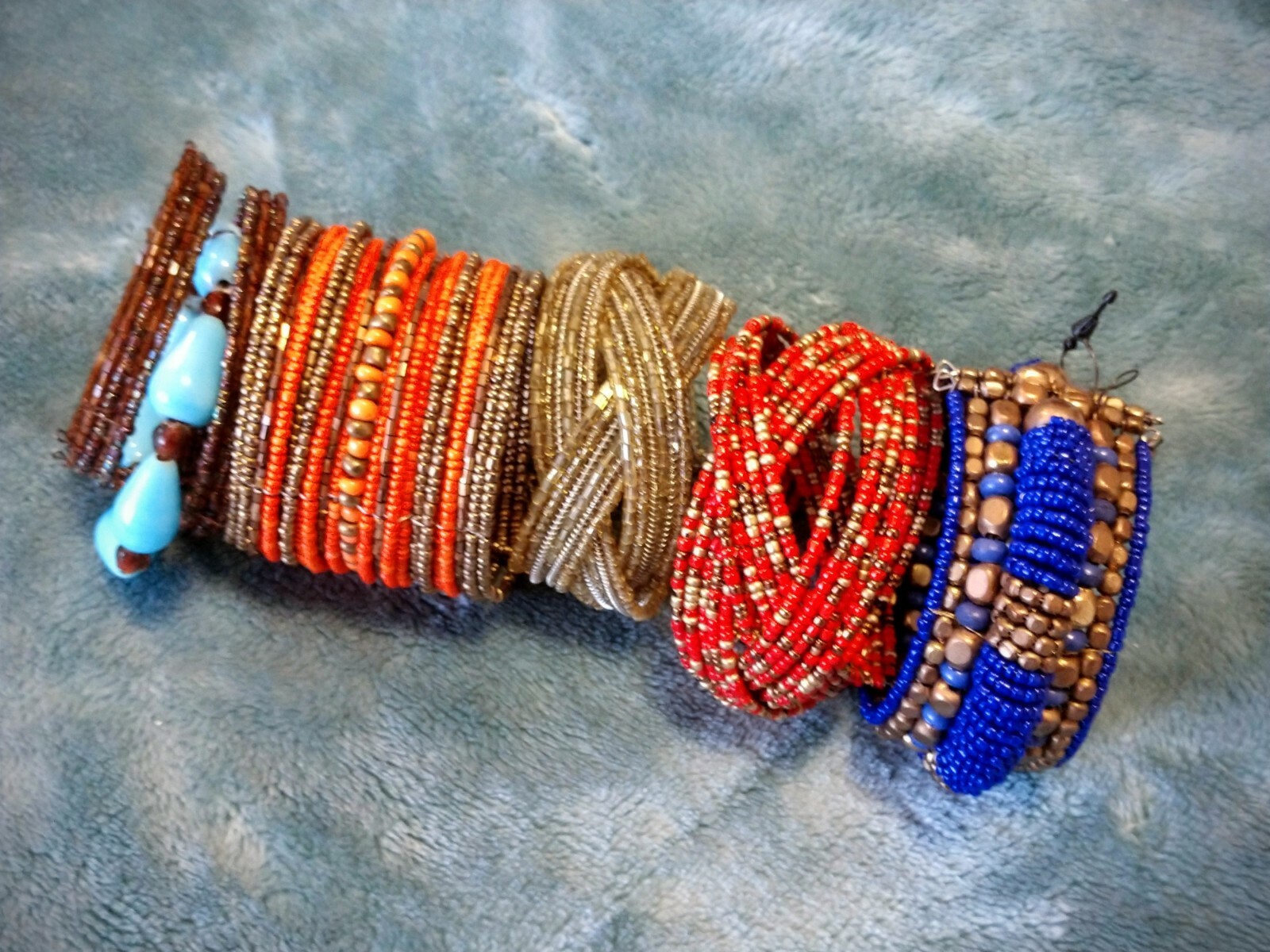 Unique & Vintage Collection of Five (5) Micro-beads Bracelets ~ Multiple Colors!