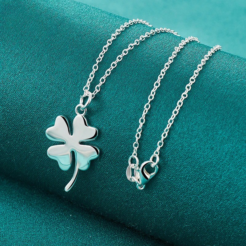 925 Sterling Silver Four Leaf Clover Pendant Necklace Women 16-30 Inch Chain