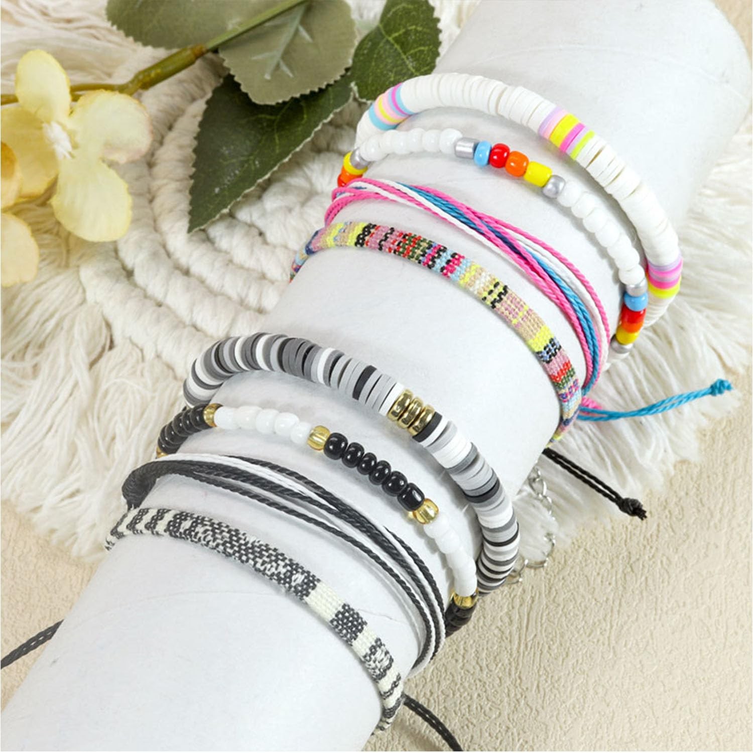 Beach Bracelet Set for Men and Women, Surfer Men Bracelet, Braided Boho Summer B