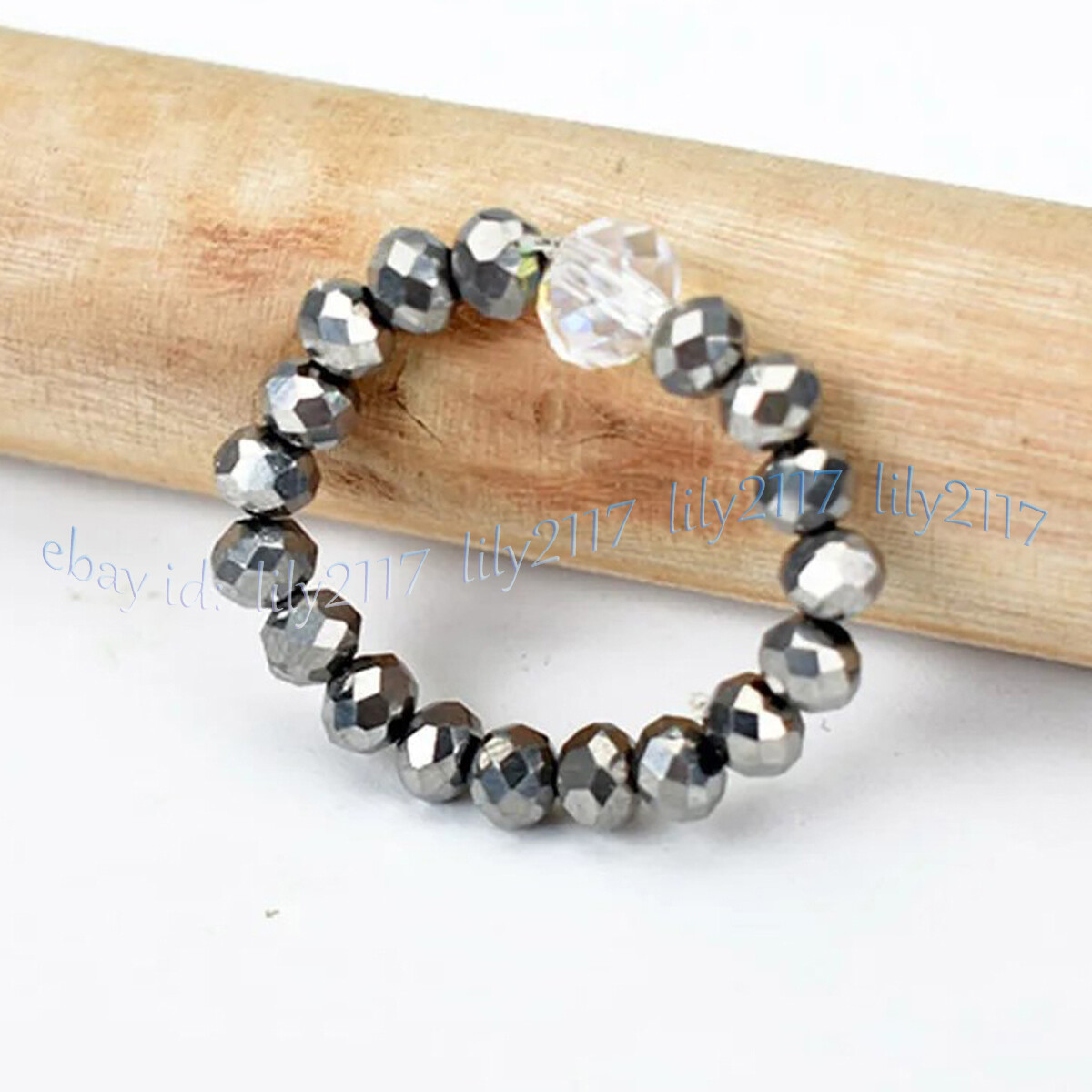 Faceted Multicolor Crystal Beads Adjustable Stretchy Finger Rings Couple Rings