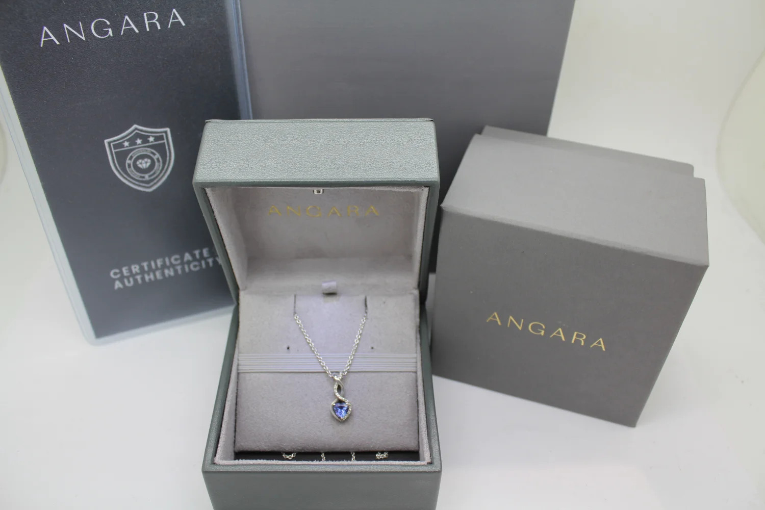 ANGARA .925 S.S. Nat. TANZANITE & DIAMOND INFINITY HEART necklace
