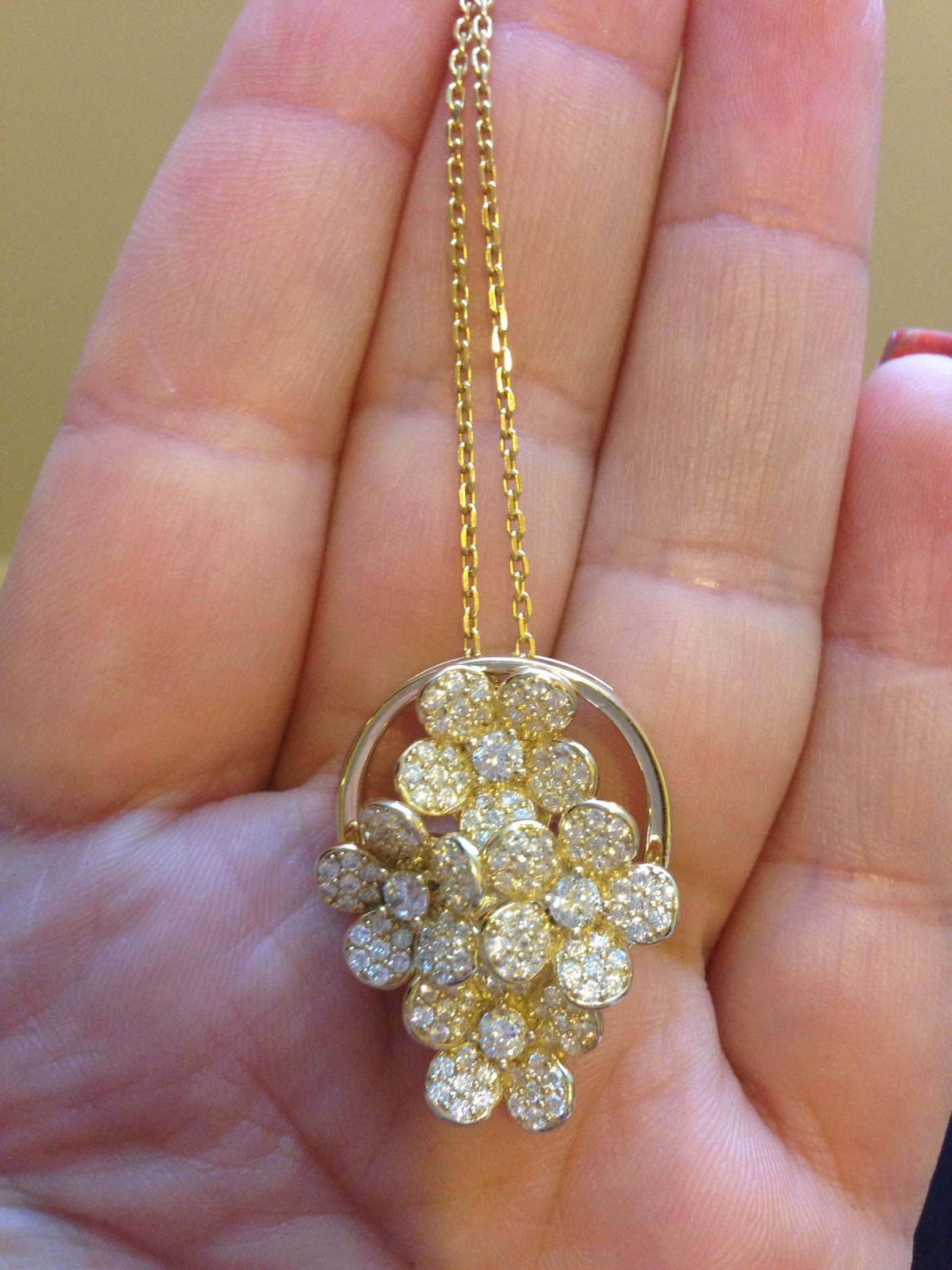 $595 Cubic Zerconia Yellow Flowers Pendant/Ring by Maya Caroleena