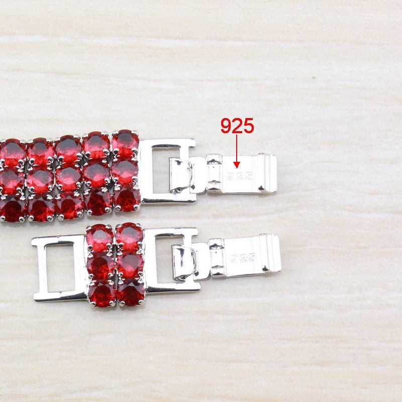 AAA Red Garnet Bracelet-19.5CM Link Chain Bracelet Women Bridal Jewelry 5 Color