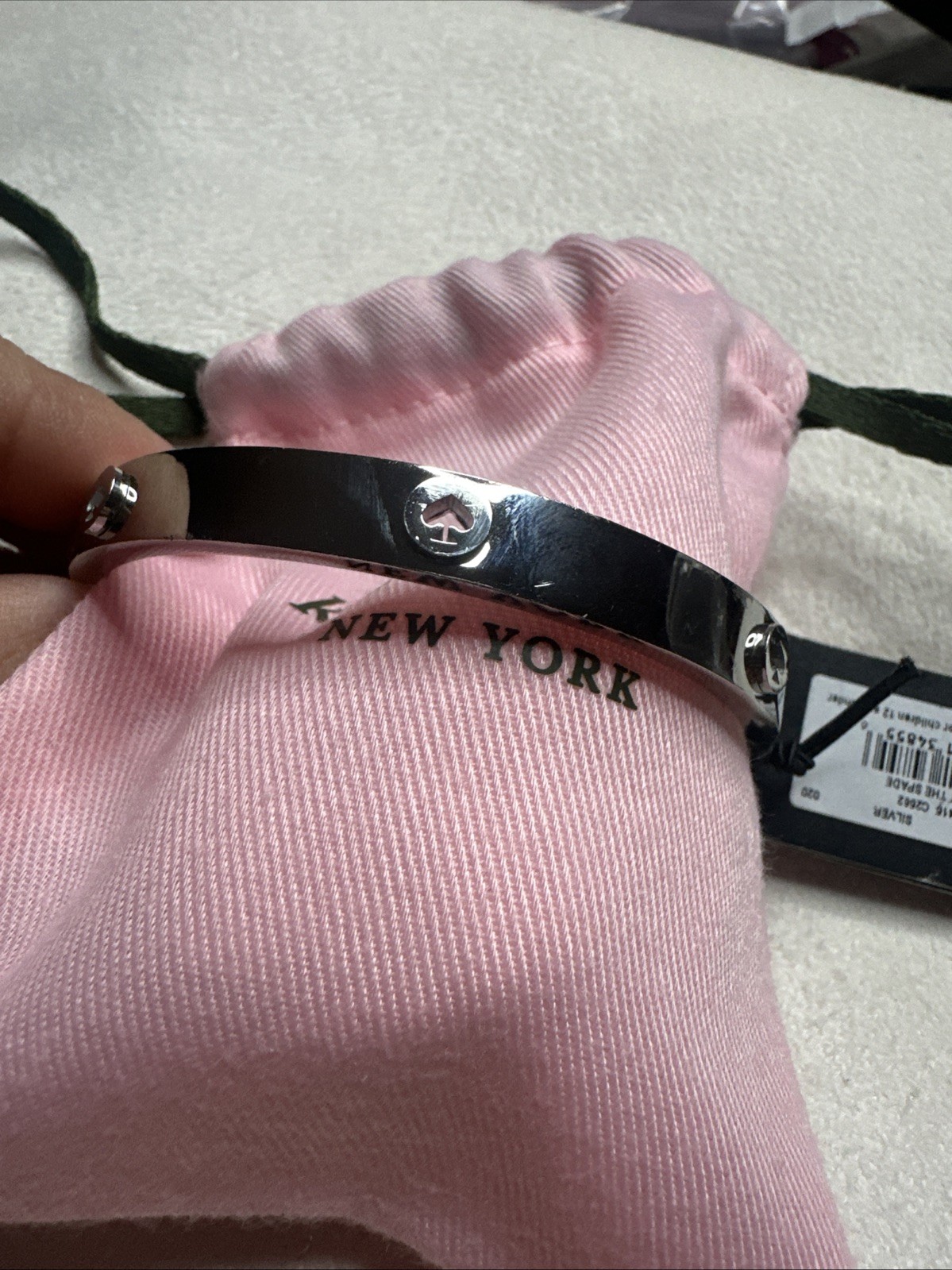 Authentic Kate Spade Spot the Spade Studded Hinge Bangle KE759 Silver,see Pics