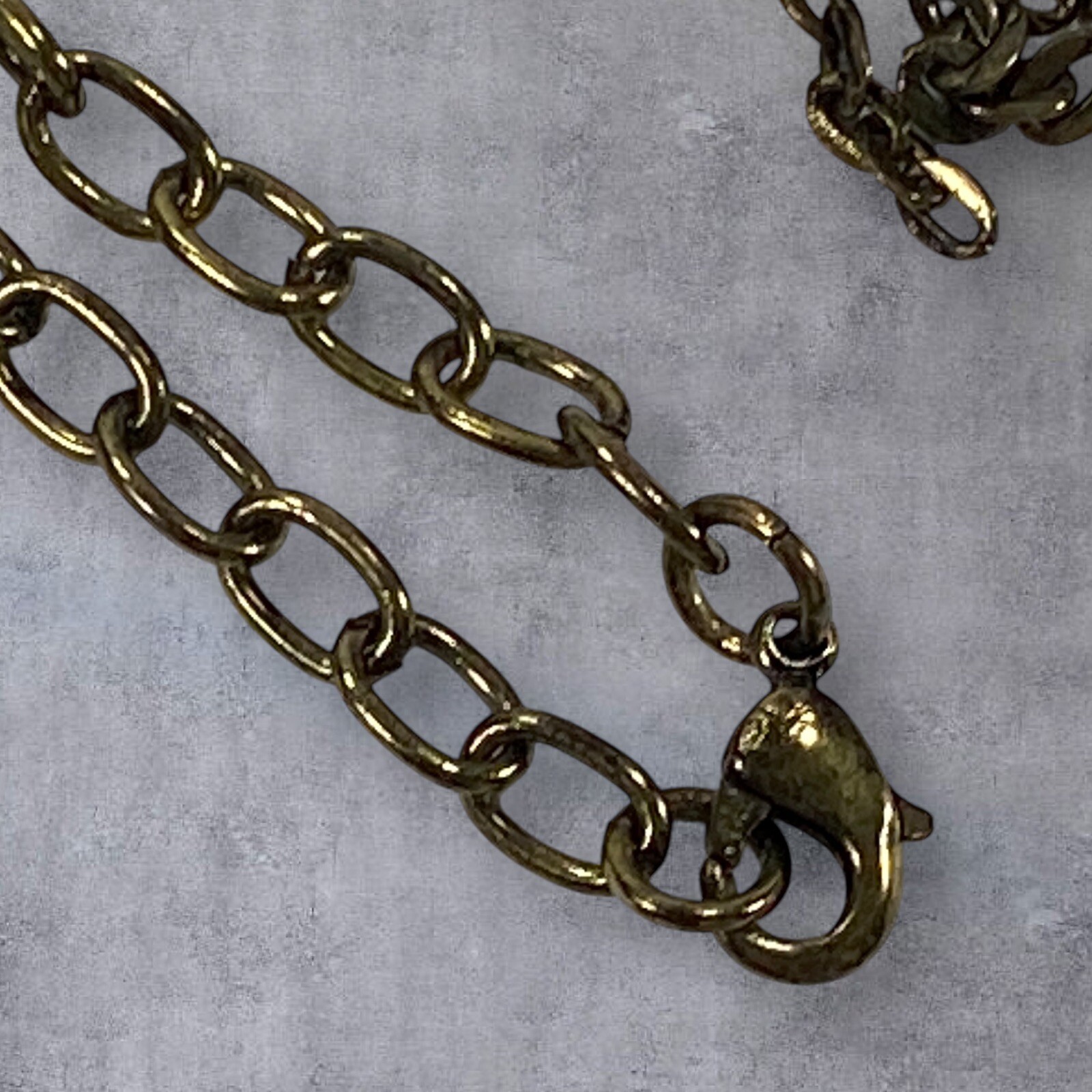 Vintage Antiqued Brass Necklace Link Chain Filigree 29 in + Tassel Pendant
