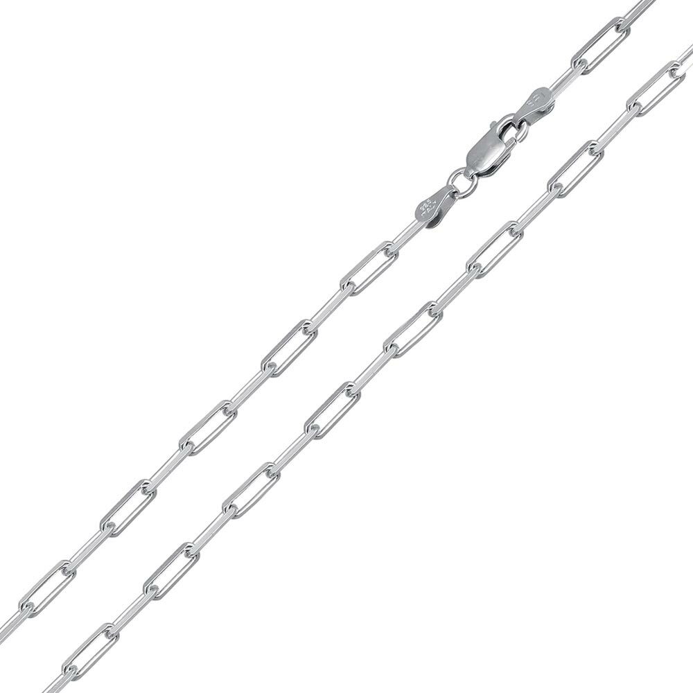 Sterling Silver Rhodium Finish 3mm Paperclip Link Chain Necklace, Made in Italy
