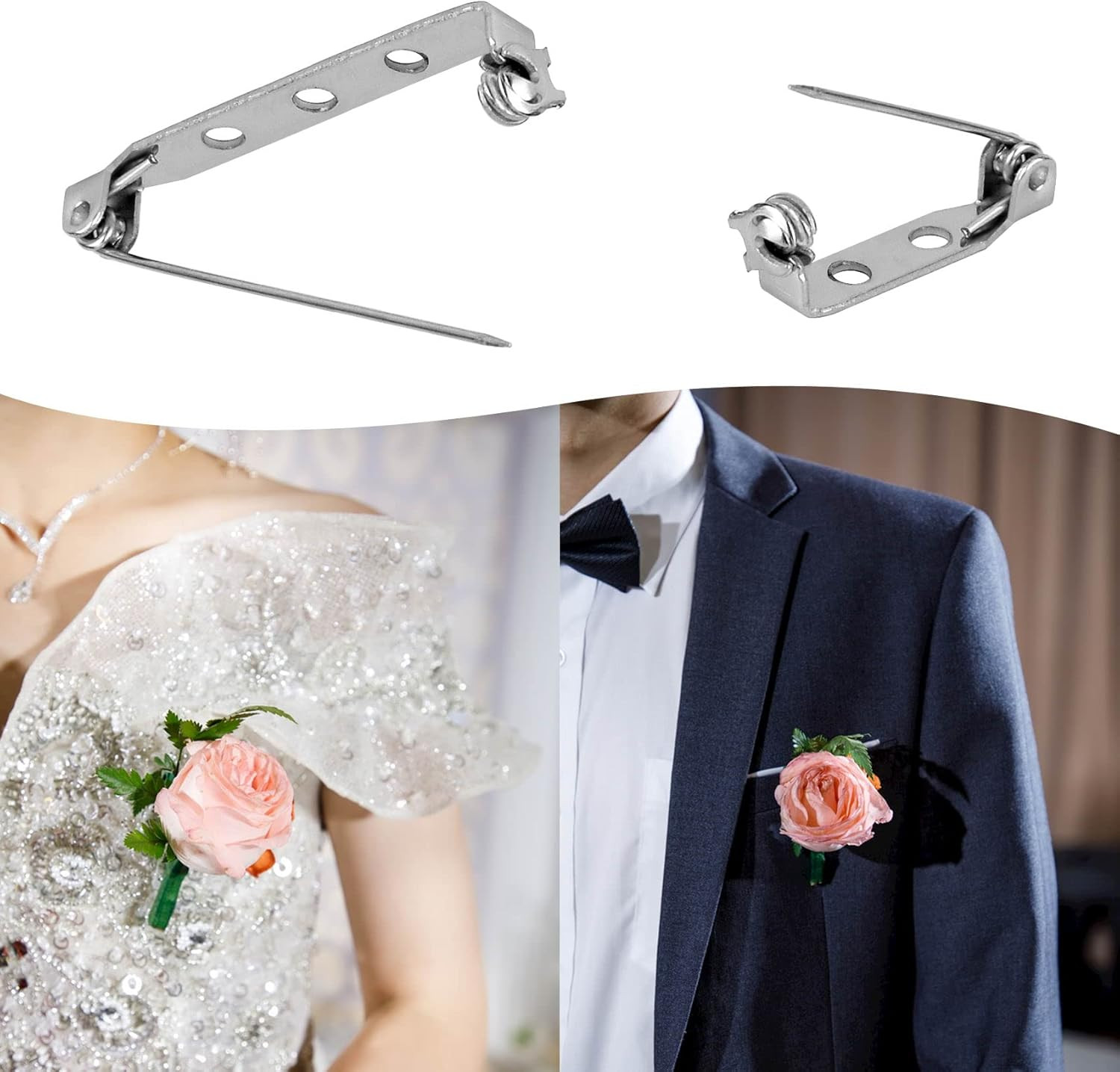 30 Pcs Brooch Pins, Silver Bar Pins, Secure Back Clasp with Back Bar Fastener, P