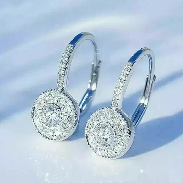 2.00Ct Round Cut Simulated Diamond Drop Dangle Earrings 14k White Gold Plated