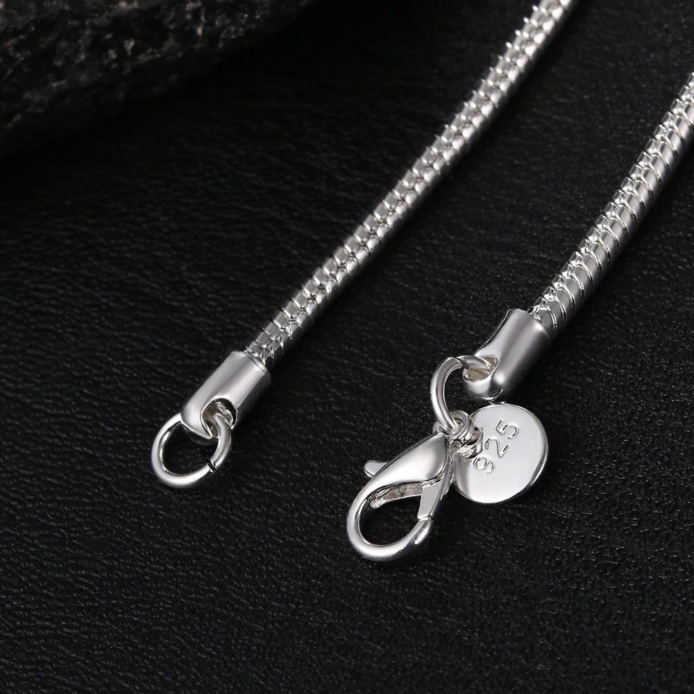 925 Sterling Solid Silver Chain Necklace Jewelry for Women Men Fashion Gift