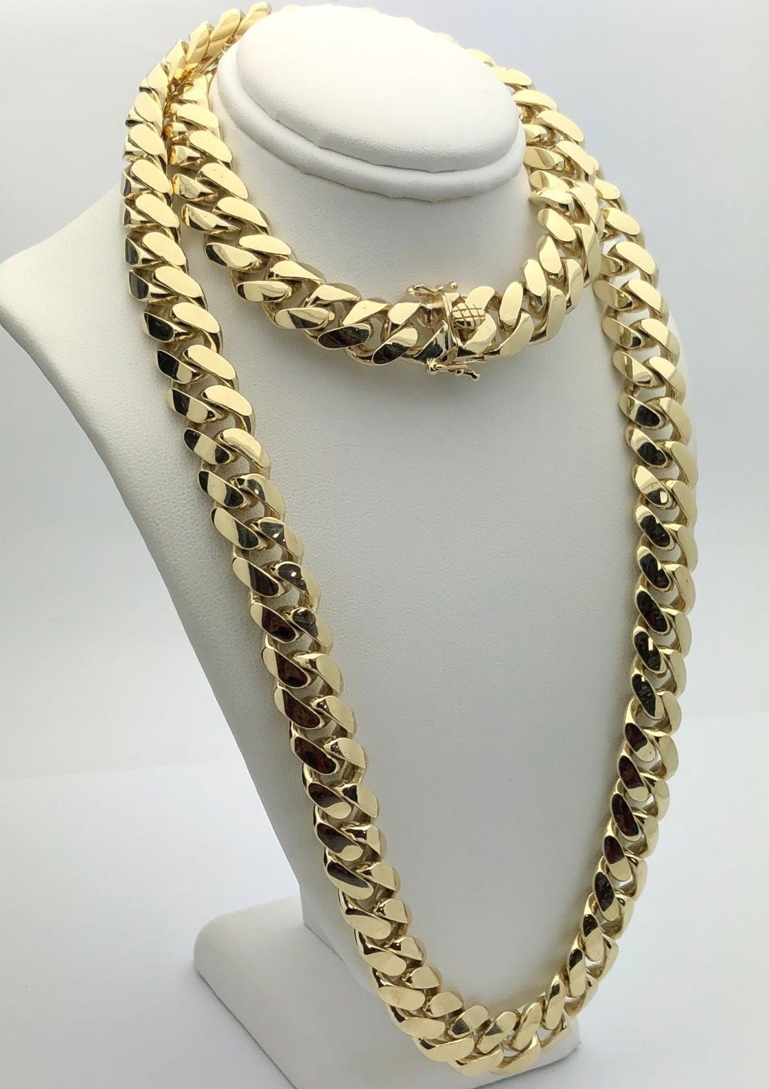 10k Yellow Gold Solid Heavy Miami Cuban Link Chain Necklace 24″ 7mm