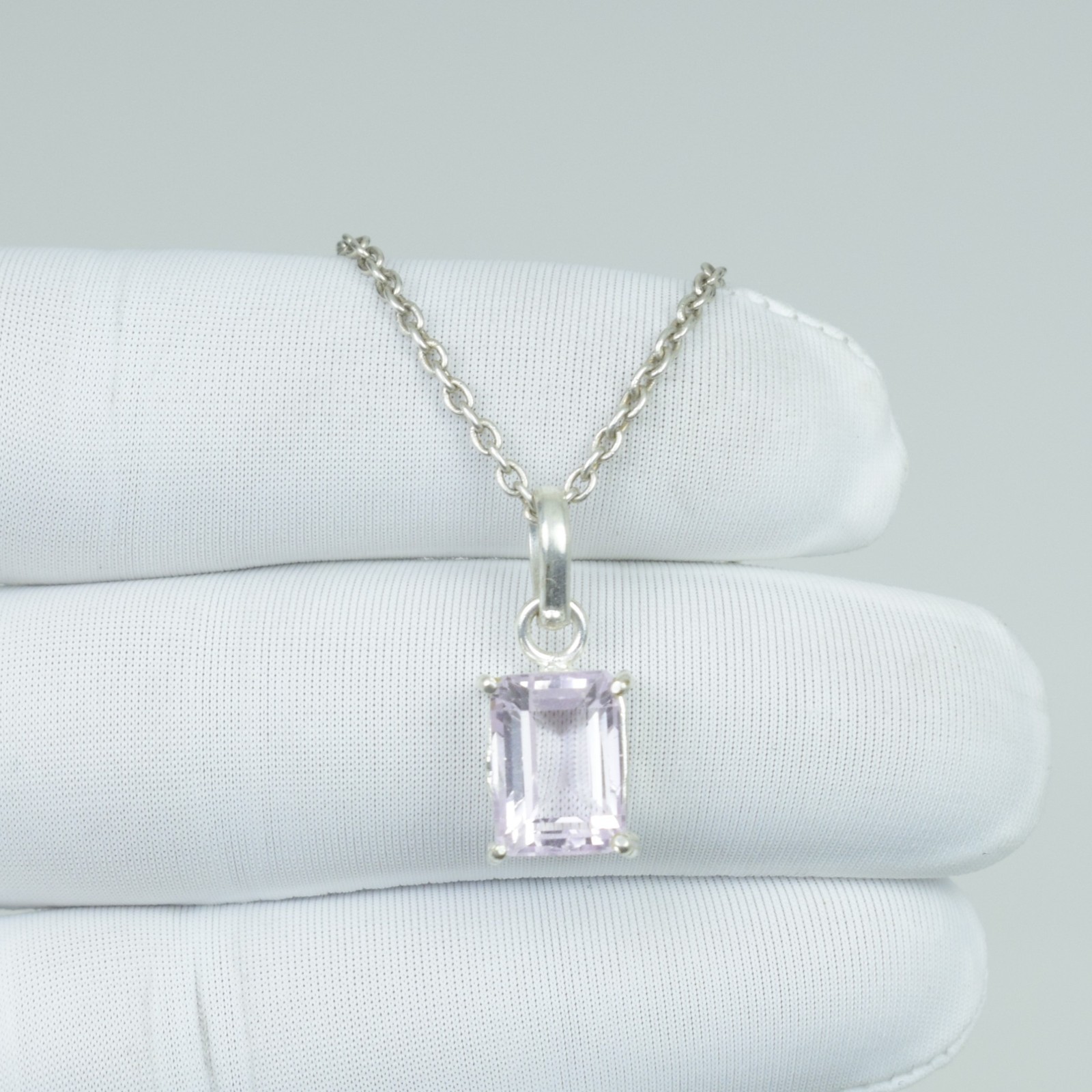 12Ct Pink Kunzite Necklace Jewelry, Solid 925 Sterling Silver Kunzite Pendant,