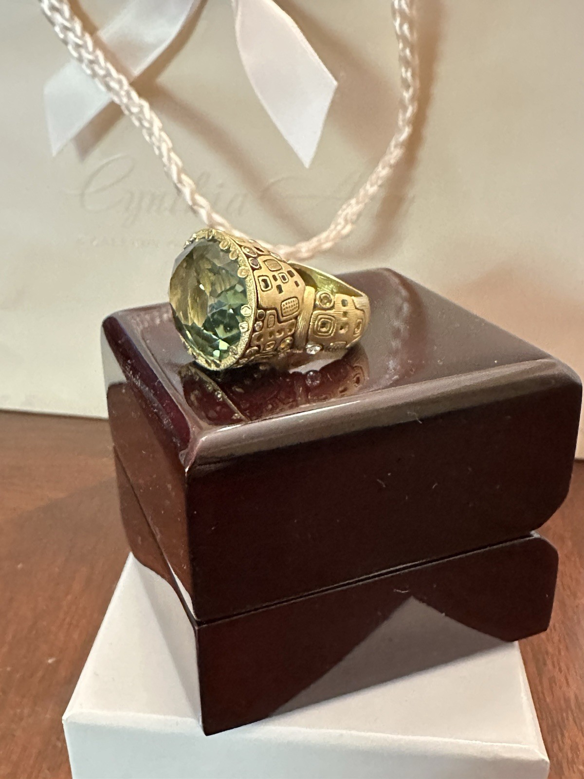 Lady’s 18kt Yellow Gold And Green Tourmaline “Cityscape” Ring By Alex Sepkus