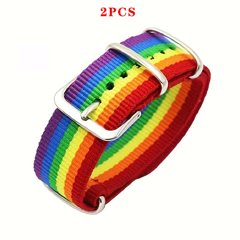 2pc Adjustable Bracelets, Rainbow Bracelets, Colorful Nylon Wristbands for Women