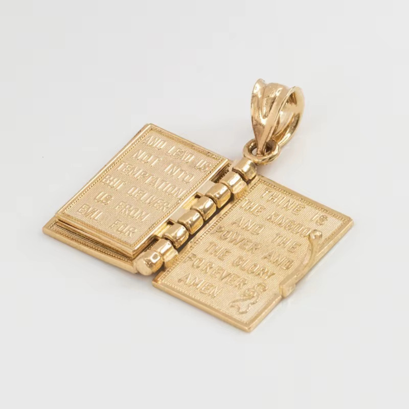 Holy Bible Pendant – Religious Necklace – Gold Tone Book Charm Necklaces 62