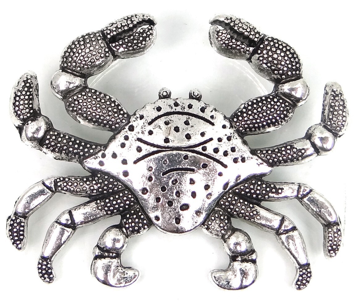 Crab Extra Large Antique Silver Pewter / Alloy Pendnat Crusty Crustacean 50x60mm